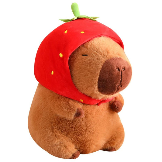 Capybara Plush With Strawberry Cap