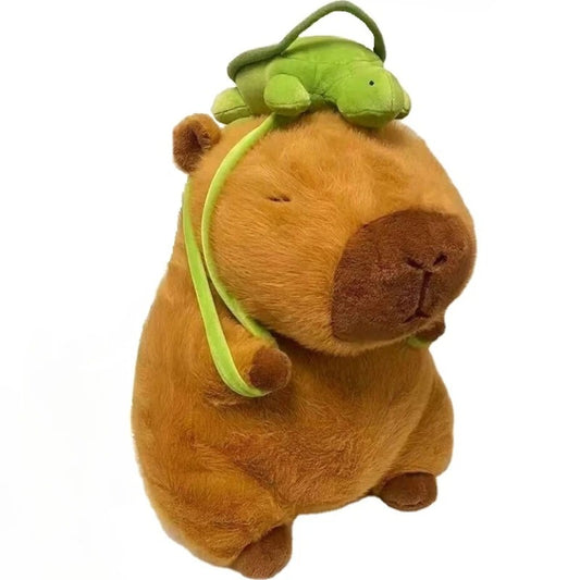 Capybara Plush With Green Tortoise Bag